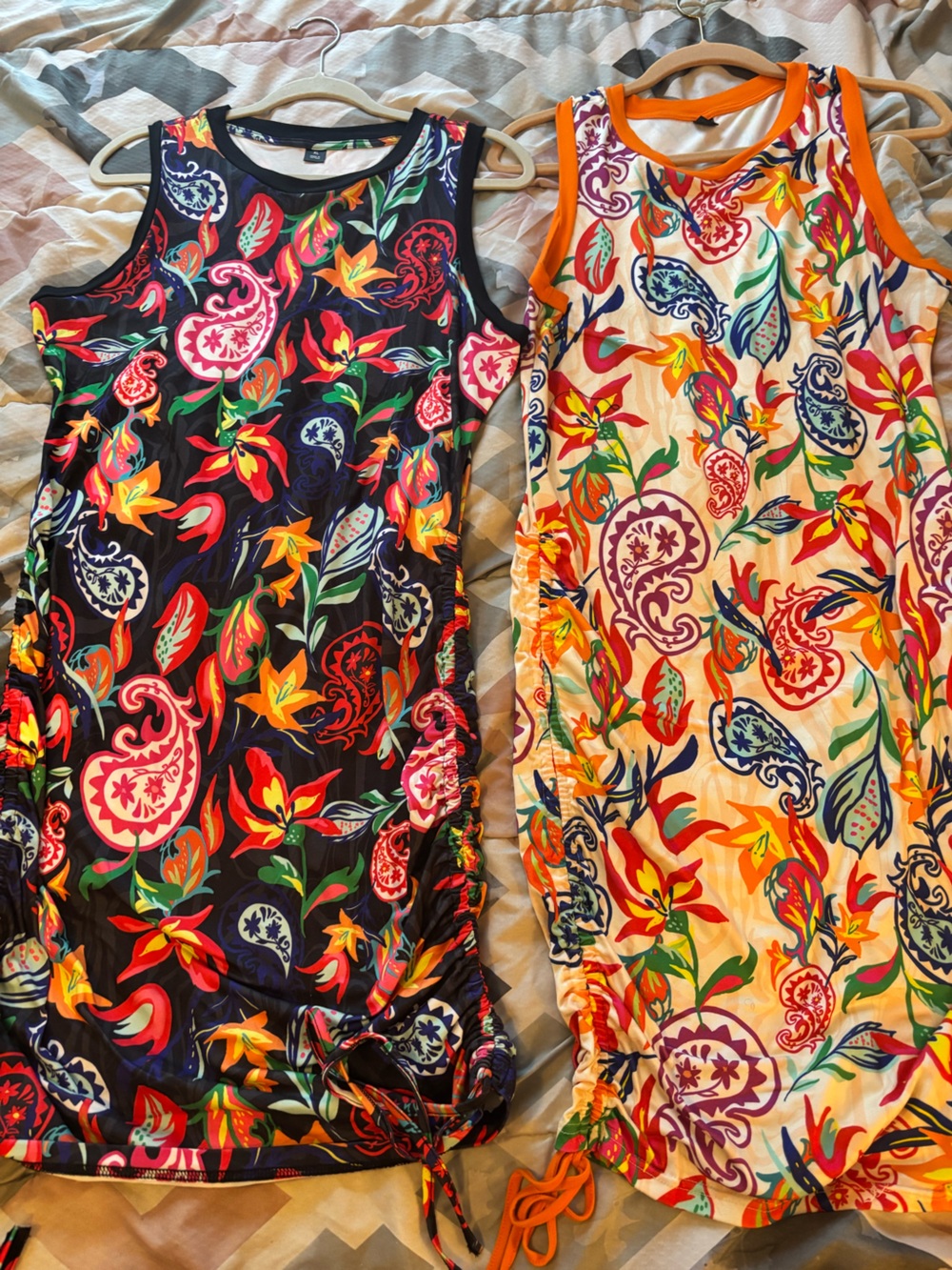 Women’s Floral Paisley Sleeveless Drawstring Dress Bundle XL and 0XL from Shein